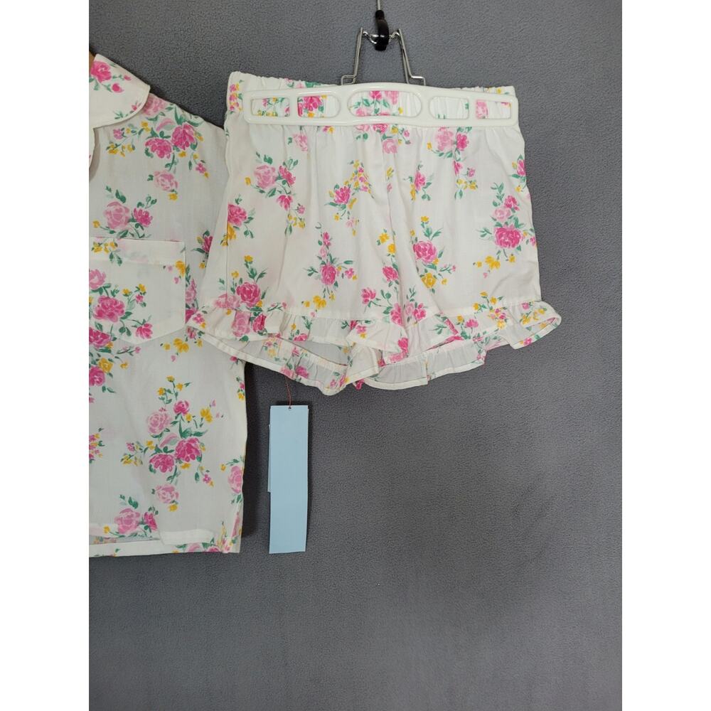 Cat & Jack Girls Floral Pajama Set Short Sleeve Button Top & Shorts Medium - Picture 4 of 5